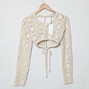 ANDREA IYAMAH Hira Crochet Top Cover Up S Small